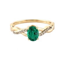 925 Sterling Silver 1 Ct Green Emerald Twisted Shank Ring