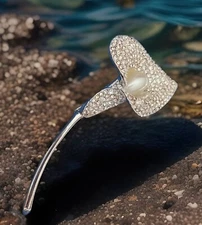 ✨Wow Vintage Large Napier Rhinestone Calla Lilly Flower Statement Brooch C27✨