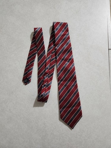 Sean John Herren Krawatte rot grau-weiß gestreift 100% Seide - Bild 1 von 6