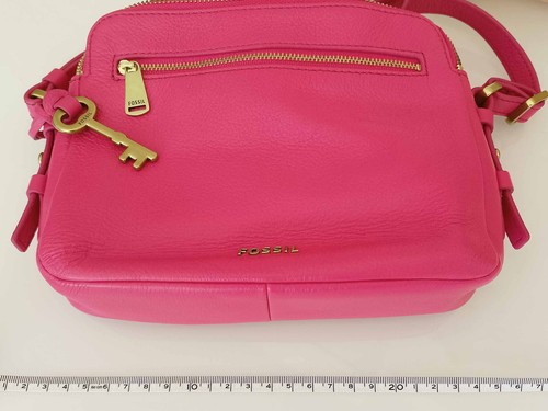 FOSSIL PIPER TOASTER Hot Pink Genuine Pebbled Leather Small Crossbody Bag - Picture 7 of 23