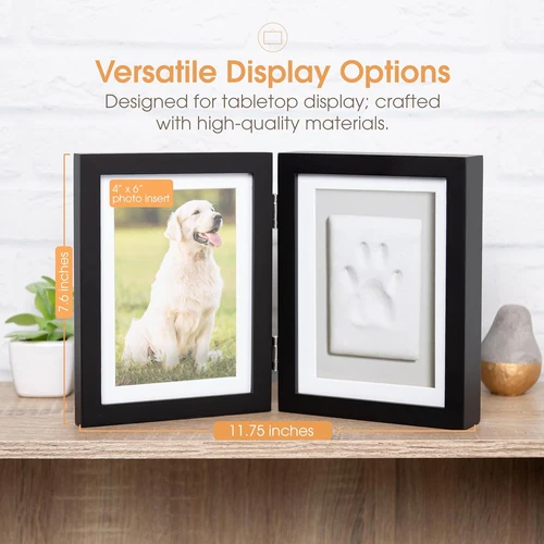 Pet Paw Print Photo Frame with Clay Imprint Kit - Wooden Pet Paw Print Frame, DI - Picture 4 of 12