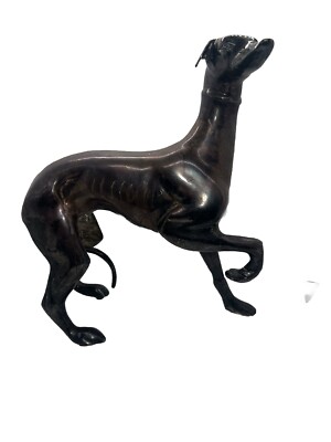 Vintage French Bronze Whippet Greyhound Dog Sculpture Figurine Mid Century 1960s