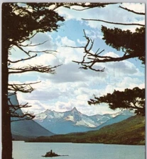 St Mary Lake and Wild Goose Island Glacier National Park MT 1952 Vintage Posted