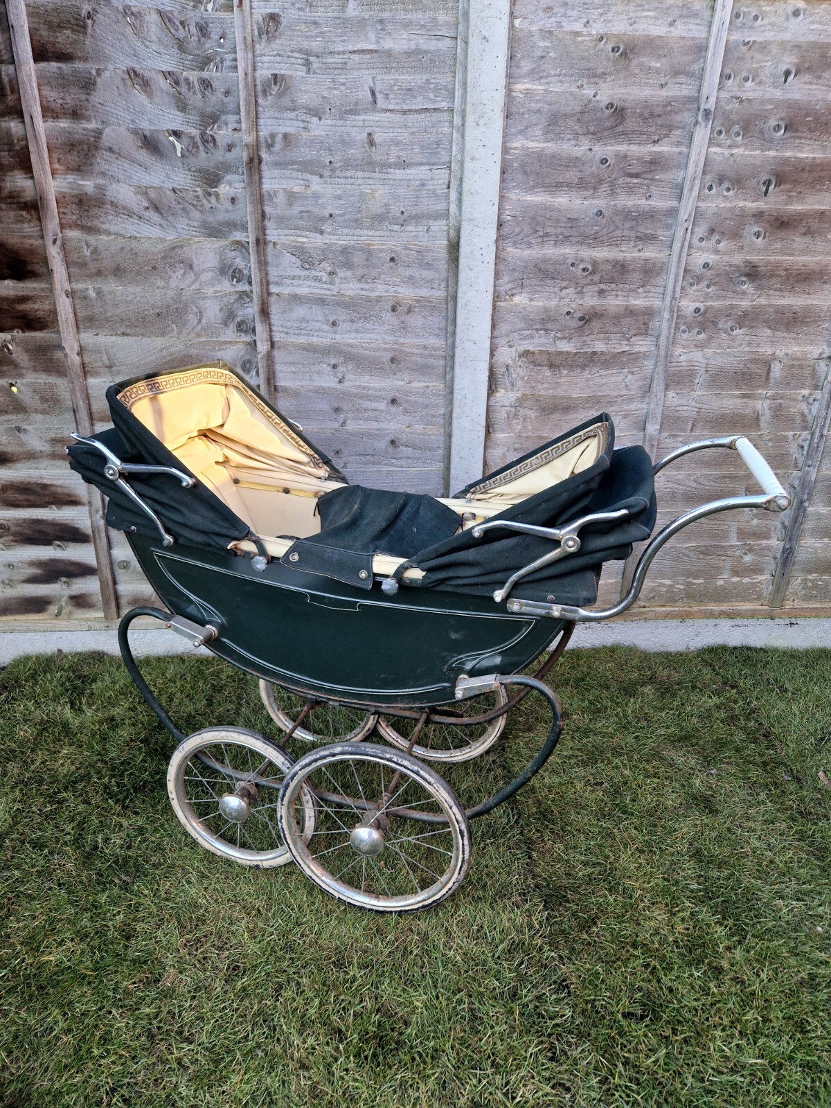 Genuine vintage antique dolls pram distressed for display or