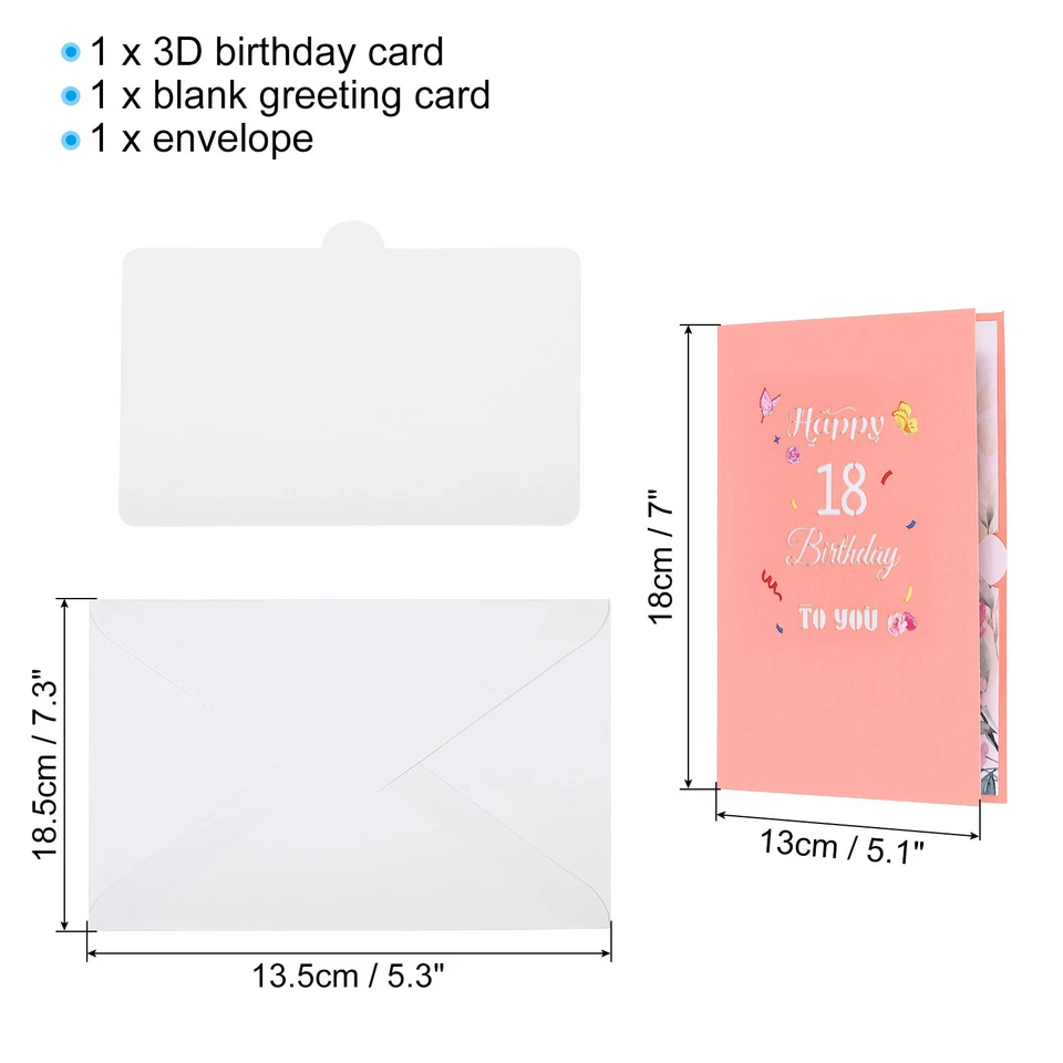 18th Birthday Card, Pop-Out Birthday Card Happy Birthday 3D Flower Butterflies Foto 2 de 4