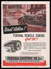 1944 Federal Electric Company Chicago Illinois Fire Truck Sirens Art Print Ad