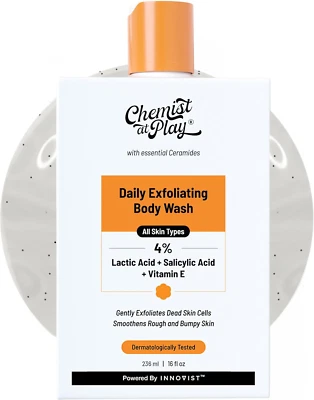 Chemist at Play Body Wash Exfoliating for Dry Rough Bumpy Strawberry Skin with 1