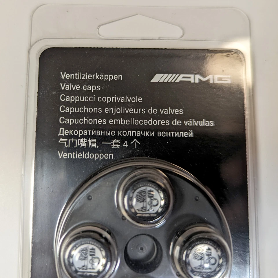 4x Genuine Mercedes Benz AMG Affalterbach Logo Black Tire Valve Stem Caps Wheel - Image 3 of 4