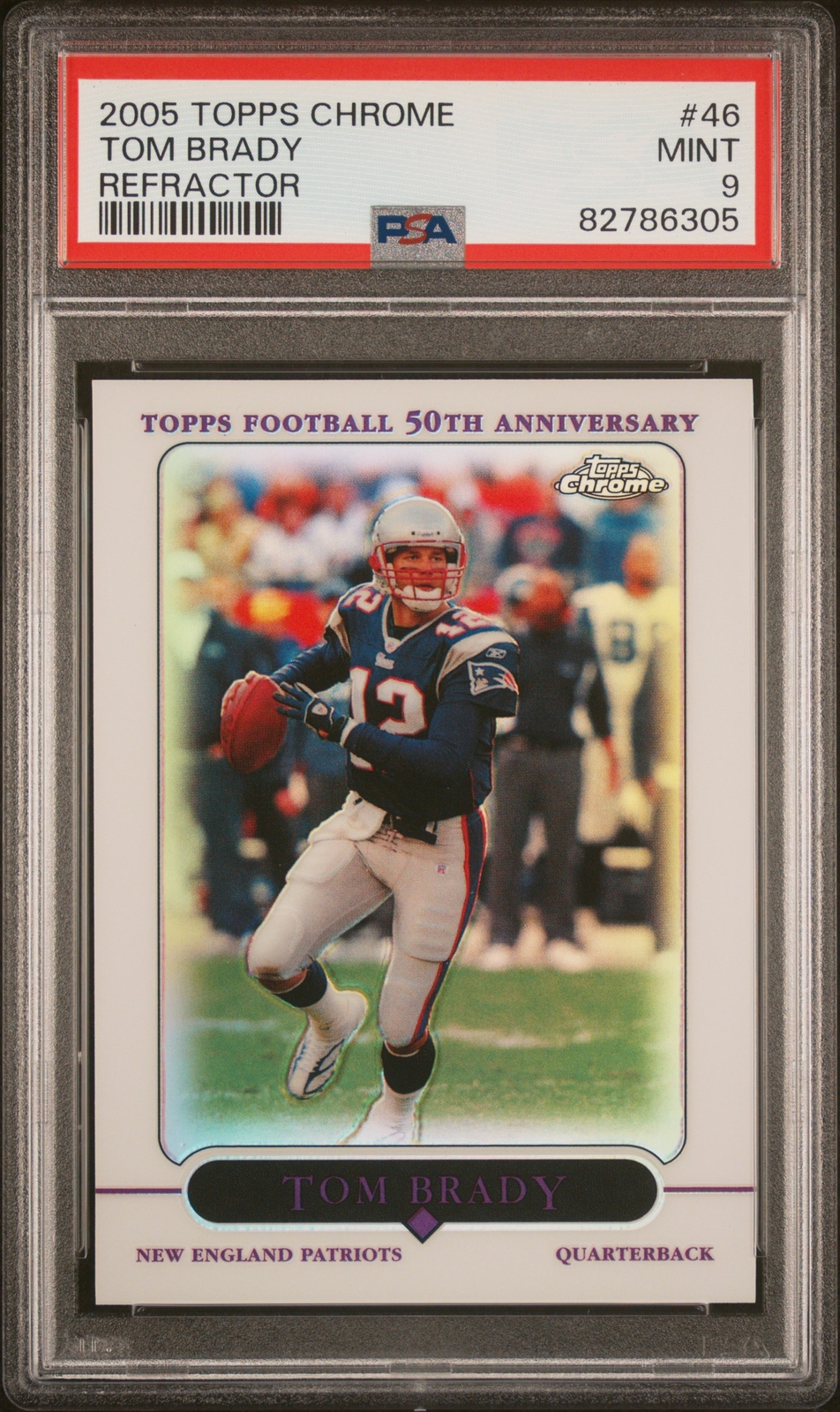 2005 TOPPS CHROME REFRACTOR #46 TOM BRADY PSA 9