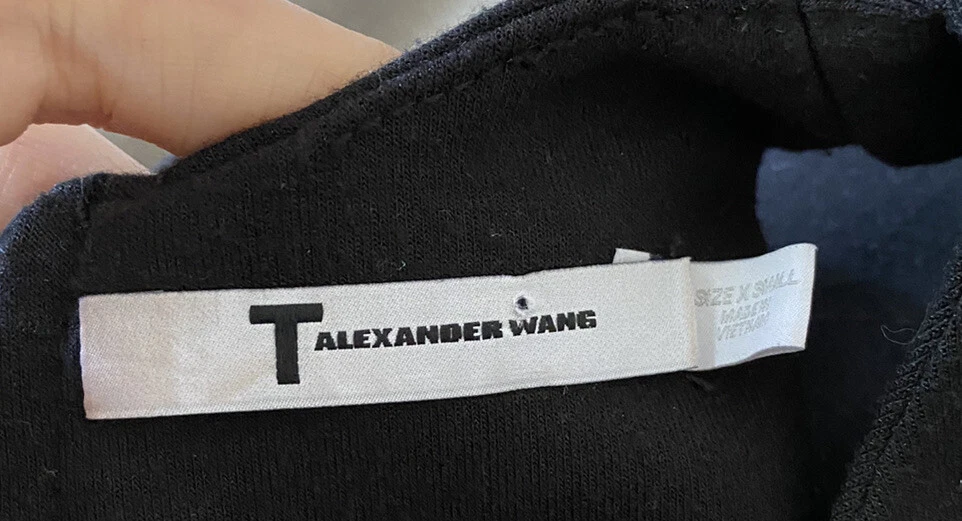 Abito donna T Alexander Wang taglia XS nero bodycon midi senza maniche collo alto