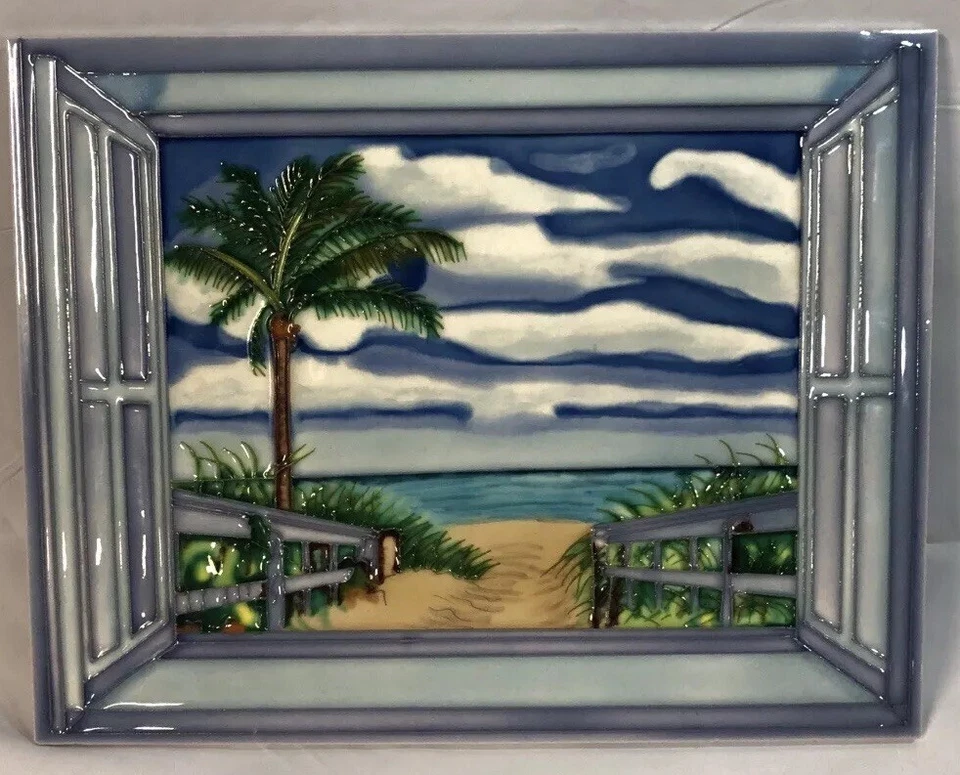 Cuadro artístico junto a la ventana decorativo cerámica 11"x14" en boga azulejo de colección Foto 3 de 4