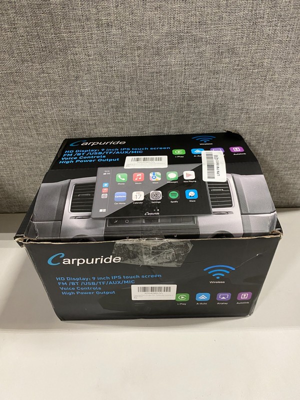 Carpuride 9 Inch Wireless Double Din Car Stereo Apple CarPlay Touch Screen Cam