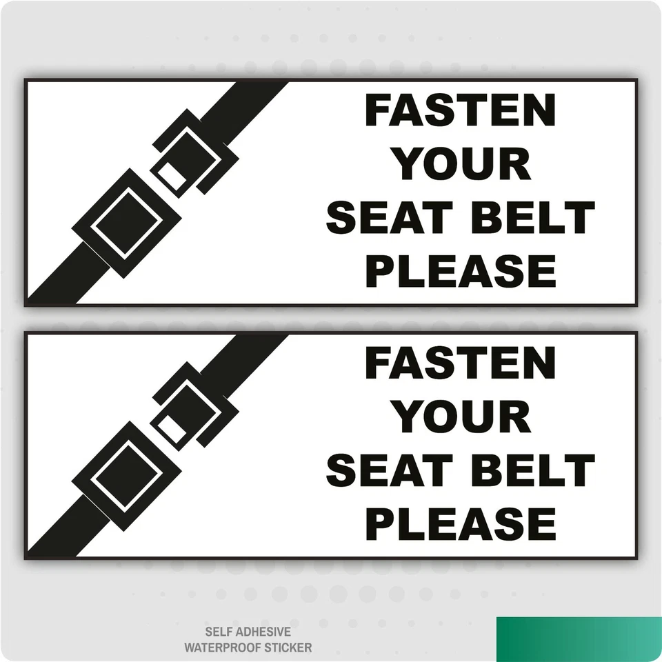 STICKERSHOP103 2 x Fasten Your Seat Belt Warning Self Adhesive Stickers Safety Business