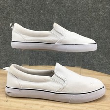 A New Day Shoes Womens 8 Casual Comfort Slip On Sneakers White Canvas Flats