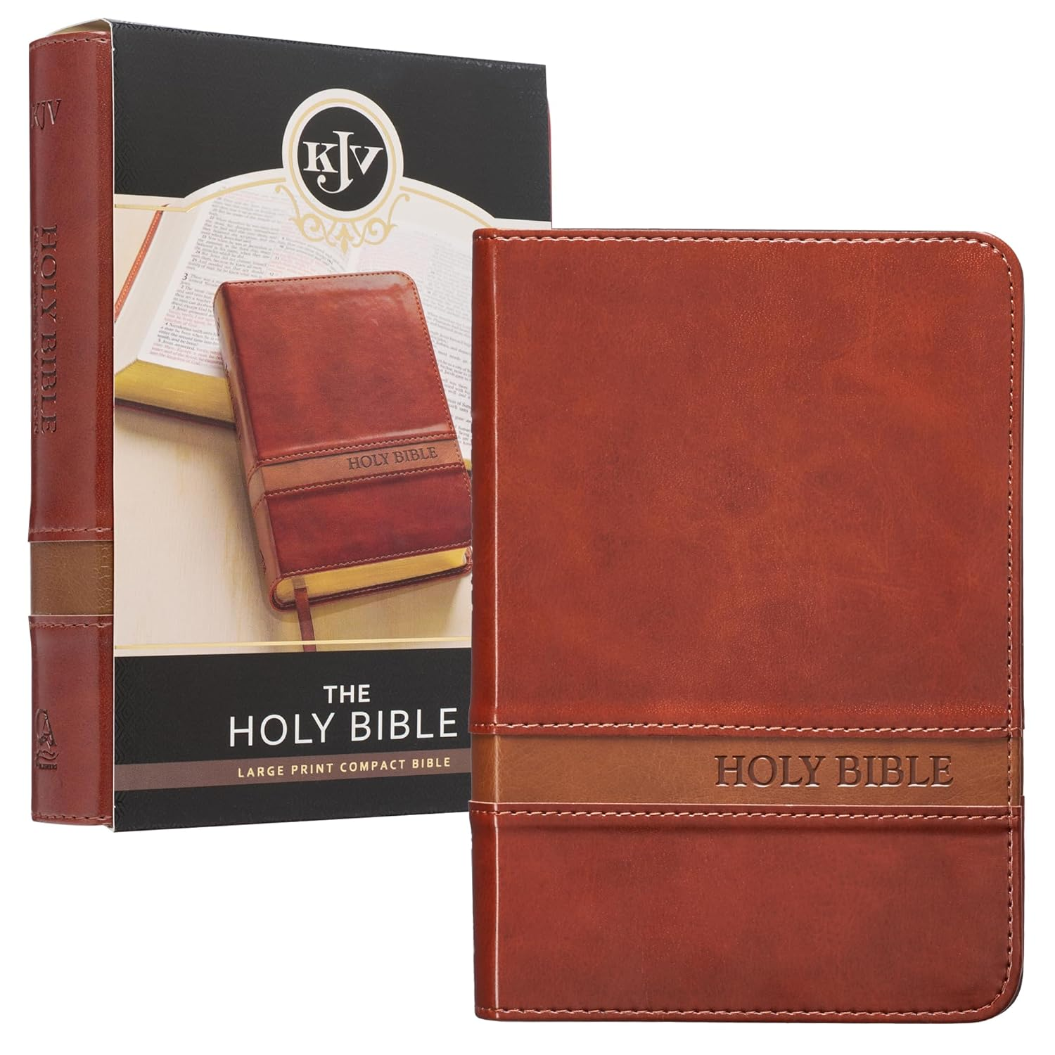 KJV Holy Bible Compact Large Print Red Letter Faux Leather with Ribbon Marker
