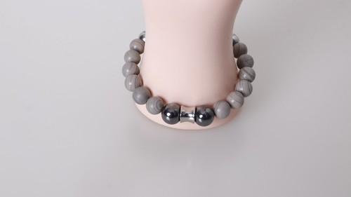 Pulsera Premium de piedras presiosas de Jaspe gris natural Regalo Para Hombres - Picture 6 of 6