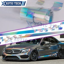 NEO Colorful Racing Flag Checkered Side Skirt Stripe Decal Stickers Universal