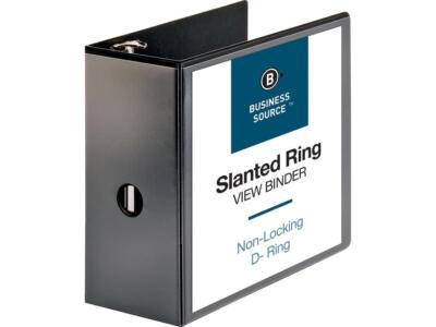 Business Source D-Ring View Binder 5'' Capacity 11x8-1/2'' Black 28451