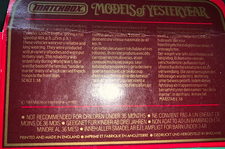 Matchbox  Models of Yesteryear 910 RENAULT TYPE AG - EAGLE PENCIL - Image 3 of 4