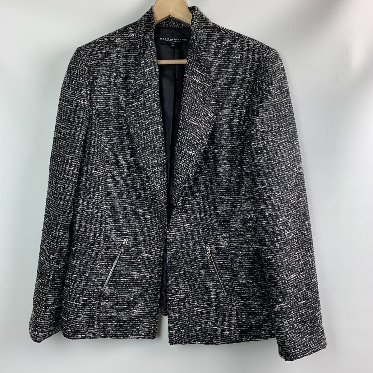 Isabella DeMarco/Tahari Levine Jacket Stand Collar Pockets Hook Eye Lined  Sz 10