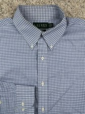 Lauren Ralph Lauren Classic Fit Button Up Dress Shirt 16.5 34/35 Plaid Blue
