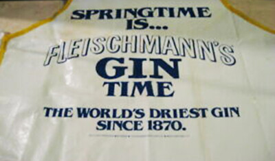 Vintage 1970s Fleischmann s Gin 31  Vinyl Bar Apron Unworn In Sealed Package 