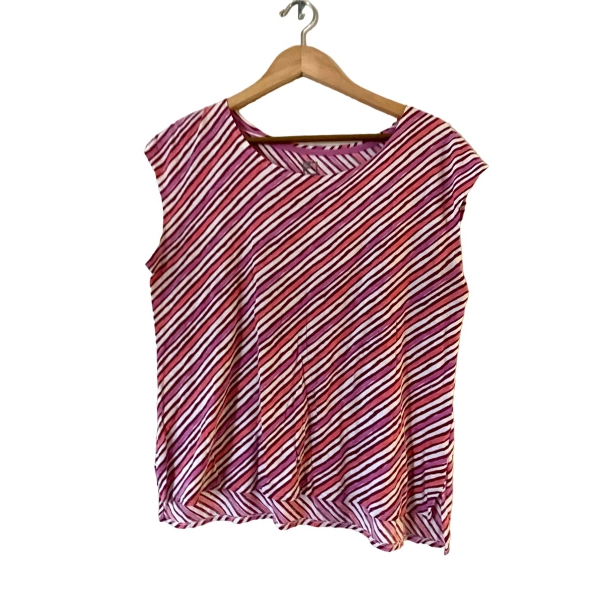 Petite✿＊＊＊ JCP JCPenny Diagonal Stripe T-Shirt Petite XLP Pink Purple