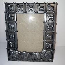 3 1/2  X 5  Pet Frame Silver Gray Metal Pet Themed Bordering Dog Puppy Smiling