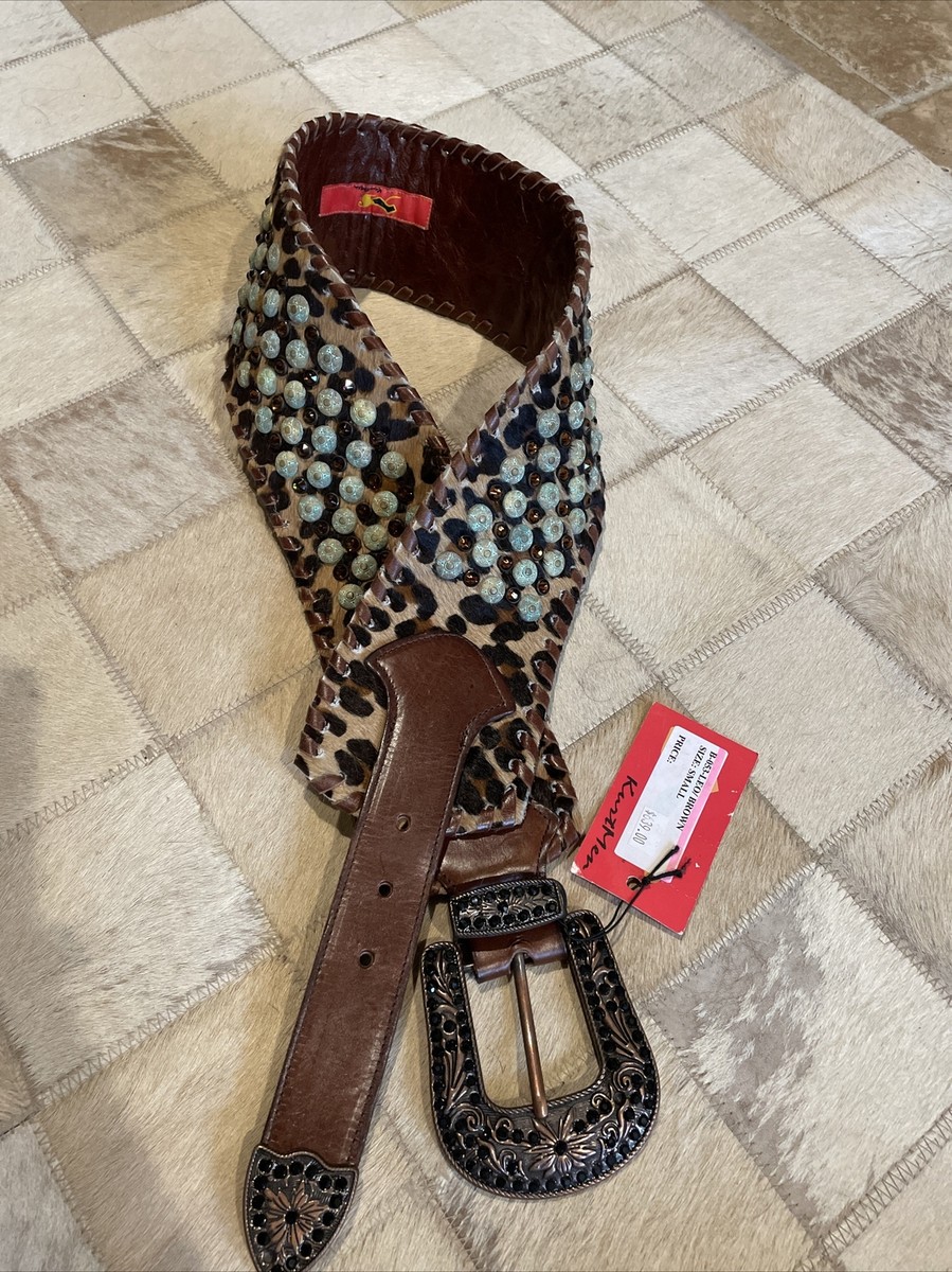 KurtMen Belt-Leo Cheetah￼ Brown With rhinestones/Metallic  display picture 3