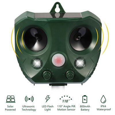 Solar Ultrasonic Animal Repeller Pest Rodent Squirrel Raccoon Control Repeller
