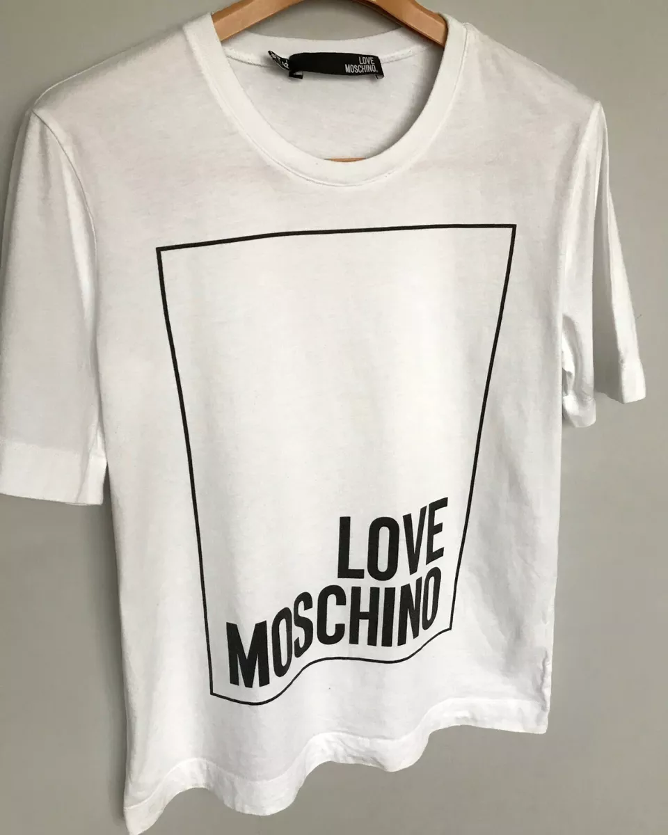LOVE MOSCHINO WOMEN S TOP T SHIRT BIG LOGO RRP 150 SIZE 42 M US 6 UK 10