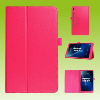 Für Samsung Galaxy Tab S7 T870 / T875 Pink Kunst Leder Hülle Tablet Tasche Etuis