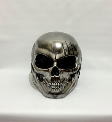 CHOPPER STYLE SKULL MOTORRADHELM EIN GLÄNZENDES CHROM (PUNKT & ECE ZERTIFIZIERT)