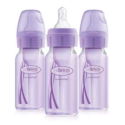 Dr Brown S Natural Flow Options Narrow Baby Bottle Lavender 3 Pack Ebay