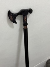 Antique Axe Viking Walking Stick Canes Red Wood Two Fold Unique Design Handle