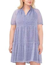 Msk Plus Size Split-Neck Tiered Babydoll Dress L48148 Womens Size 1X