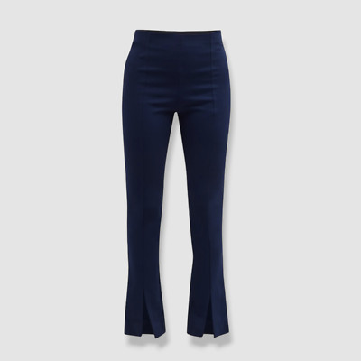 $195 MeimeiJ Women's Blue Cropped Stretch Slit Pants Size IT 44/US 8