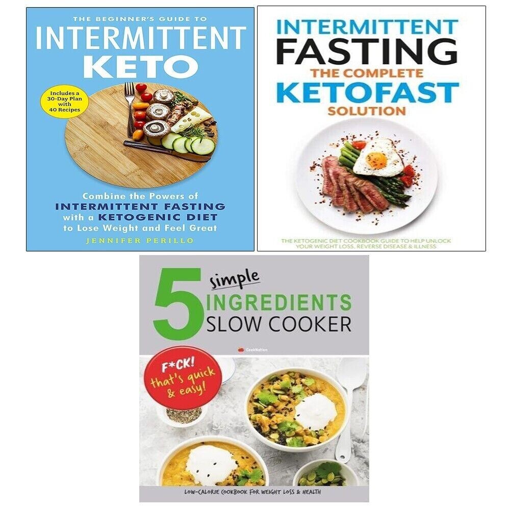 5 Simple ingredients slow, Intermittent keto, Ketofast solution 3 Books Set NEW
