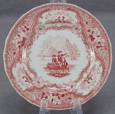 William Adams Columbus #1 Red Transferware Toddy Plate Circa 1830-1840s