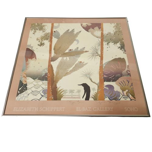 Vtg 80s Elizabeth Schippert Penguin Wall Art Gallery Neo Graphic Japanese Signed - 第 2/13 張圖片