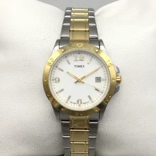 Timex Watch Womens 30mm Two-Tone Stainless Date Indiglo T2M78 New Battery 7.5"