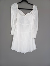 Alice + Olivia Rowen Dress Smocked Tie Back Boho Quiet Luxury Western Size Large