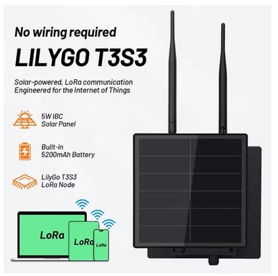 5W Solarpanel Solarknoten LILYGO T3S3 V1.2 ESP32-S3 LoRa Modul SX1262 BLE WiFi