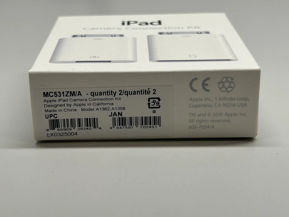 New Genuine Apple iPad Camera Connection Kit MC531ZM/A MODEL A1362 A1358 - Image 2 of 3