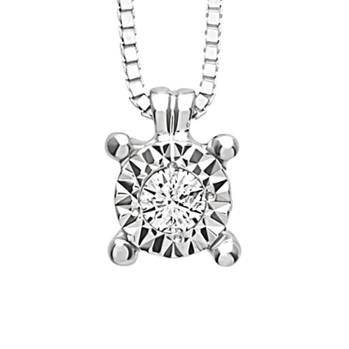 Колье Bliss Dew 20069983 из белого золота с бриллиантом Пасьянс 0,01 карата