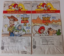  2 1999 Toy Story 2 Happy Meal Bag Complete Set Used Flat Ephemera