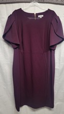 Calvin Klein Puff Lap Over Sleeve Tailored Sheath Midi Dress 22W Purple