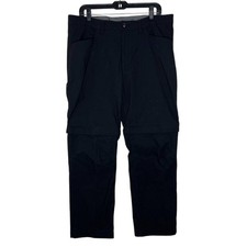 Eddie Bauer Convertible Tech Pant Mens Size 38 x 30 Hiking Black Stretch Nylon