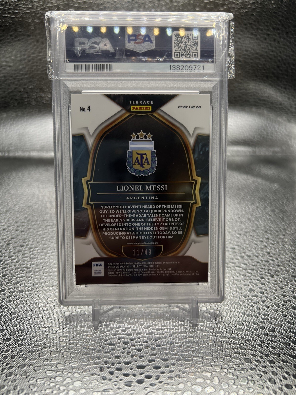 2022-23 Panini Select FIFA Terrace Lionel Messi #4 Tie-Dye Prizm /49 PSA 9 🔥 view 2