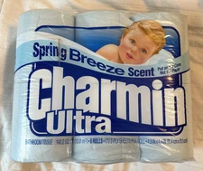 Vintage Blue Charmin Toilet Paper Spring Breeze Scent Bathroom Tissue 6 Pk P&G